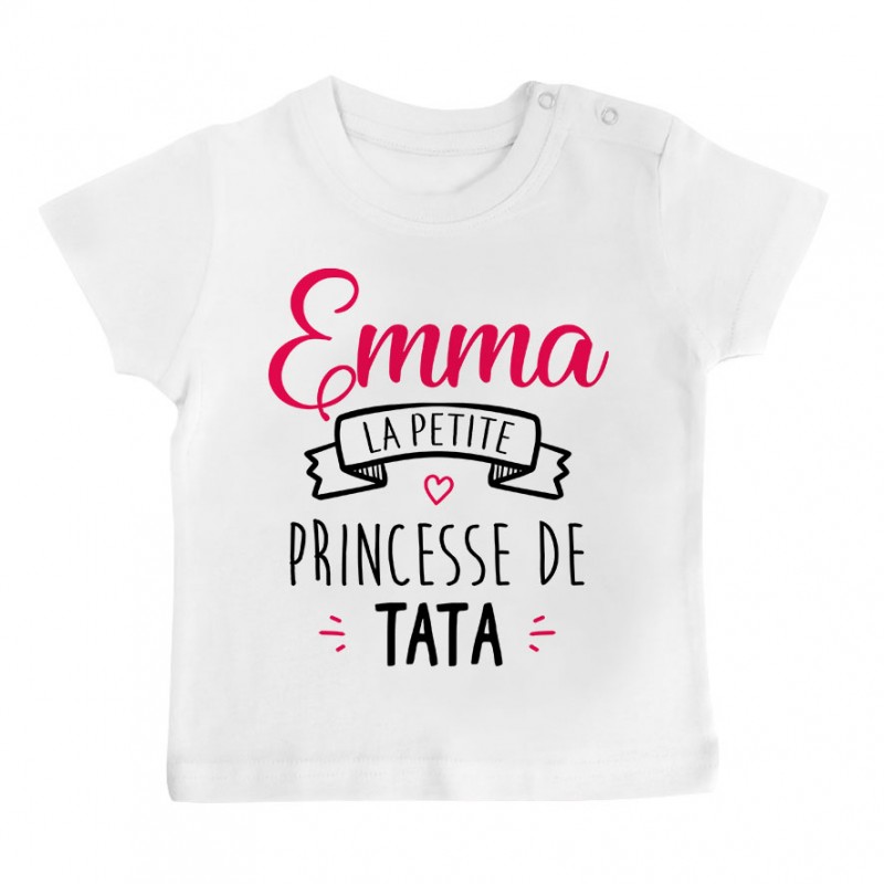 T-shirt bébé personnalisé " Prénom " la petite princesse de tata T-shirt bébé personnalisé " Prénom " la petite princesse de tata