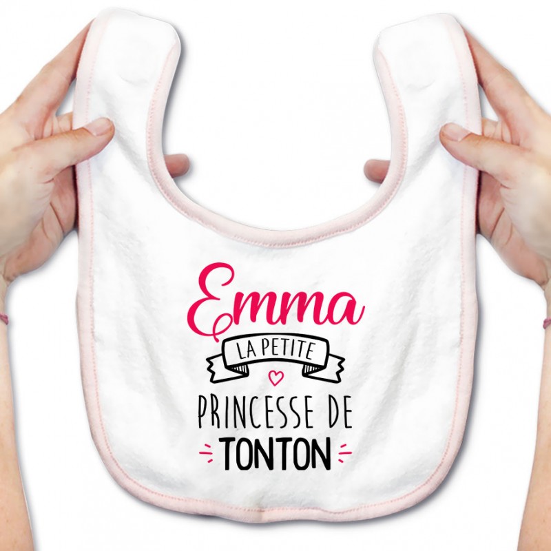 Bavoir bébé personnalisé " Prénom " la petite princesse de tonton Bavoir bébé personnalisé " Prénom " la petite princesse de tonton