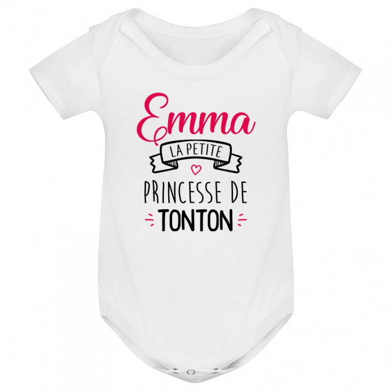 Body bébé personnalisé " Prénom " la petite princesse de tonton Body bébé personnalisé " Prénom " la petite princesse de tonton