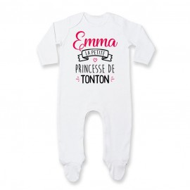 Pyjama bébé personnalisé " Prénom " la petite princesse de tonton
