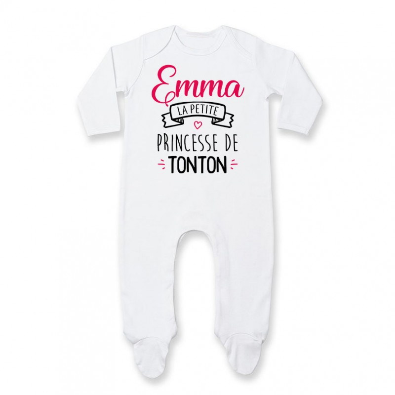 Pyjama bébé personnalisé " Prénom " la petite princesse de tonton Pyjama bébé personnalisé " Prénom " la petite princesse de tonton