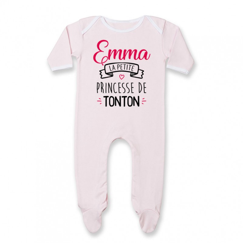Pyjama bébé personnalisé " Prénom " la petite princesse de tonton Pyjama bébé personnalisé " Prénom " la petite princesse de tonton