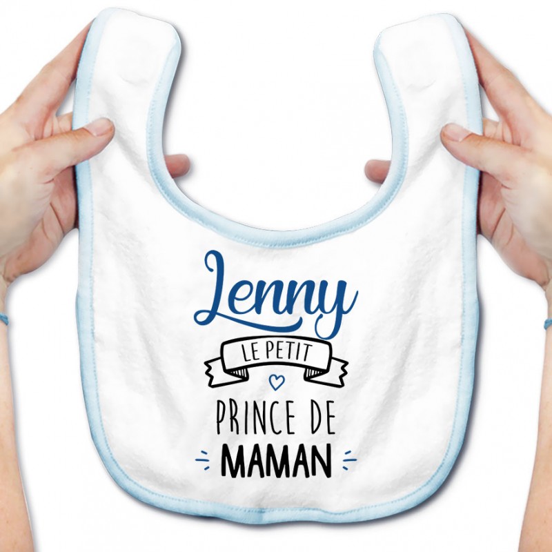 Bavoir bébé personnalisé " prénom " le petit prince de maman Bavoir bébé personnalisé " prénom " le petit prince de maman