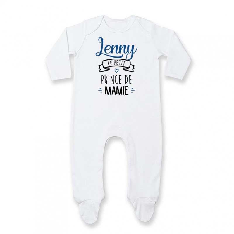 Pyjama bébé personnalisé " prénom " le petit prince de mamie Pyjama bébé personnalisé " prénom " le petit prince de mamie