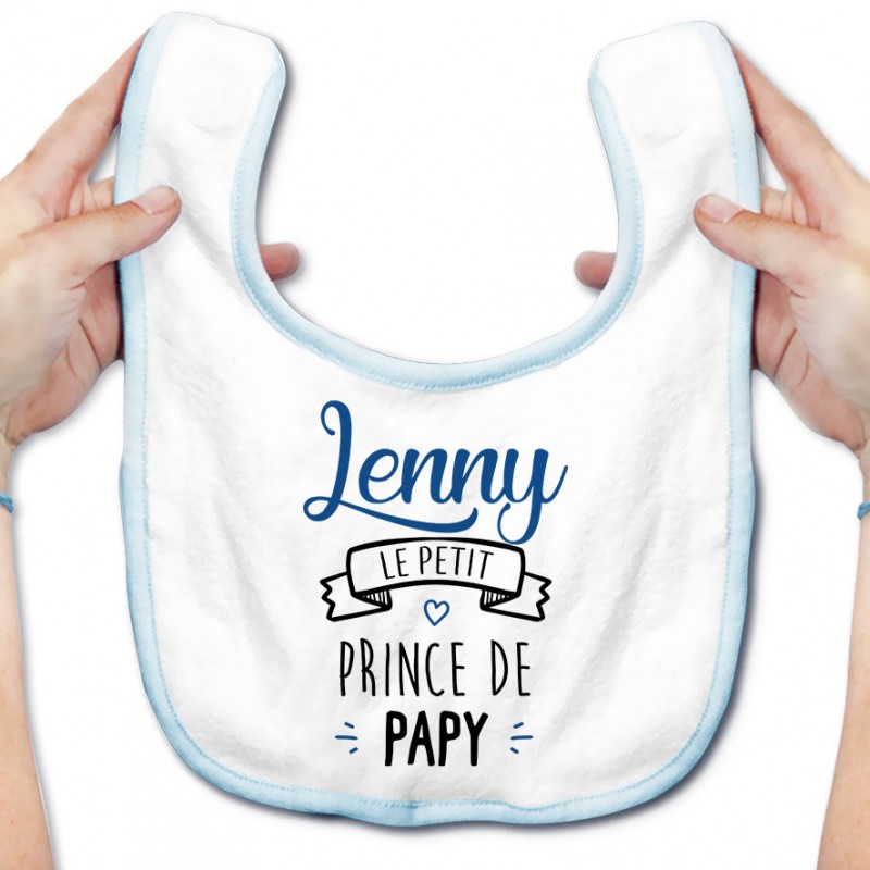 Bavoir bébé personnalisé " prénom " le petit prince de papy Bavoir bébé personnalisé " prénom " le petit prince de papy