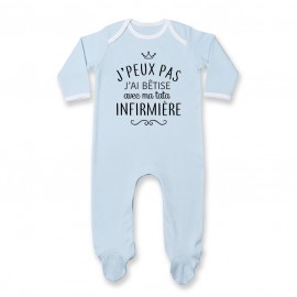Pyjama bébé personnalisé J'peux pas j'ai bêtise avec ma tata " métier "