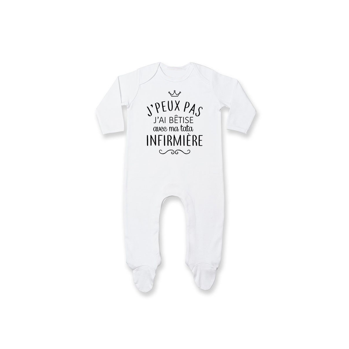 Pyjama bébé personnalisé J'peux pas j'ai bêtise avec ma tata " métier "