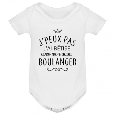 Body bébé personnalisé J'peux pas j'ai bêtise avec mon papa " métier "