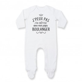 Pyjama bébé personnalisé J'peux pas j'ai bêtise avec mon papa " métier "