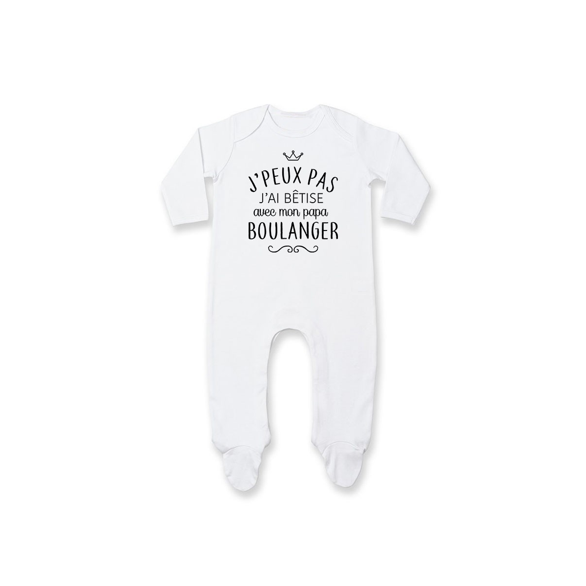 Pyjama bébé personnalisé J'peux pas j'ai bêtise avec mon papa " métier "