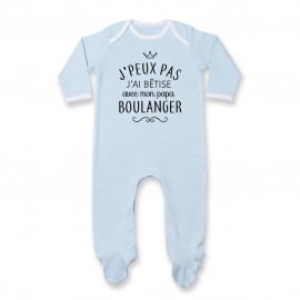 Pyjama bébé personnalisé J'peux pas j'ai bêtise avec mon papa " métier "