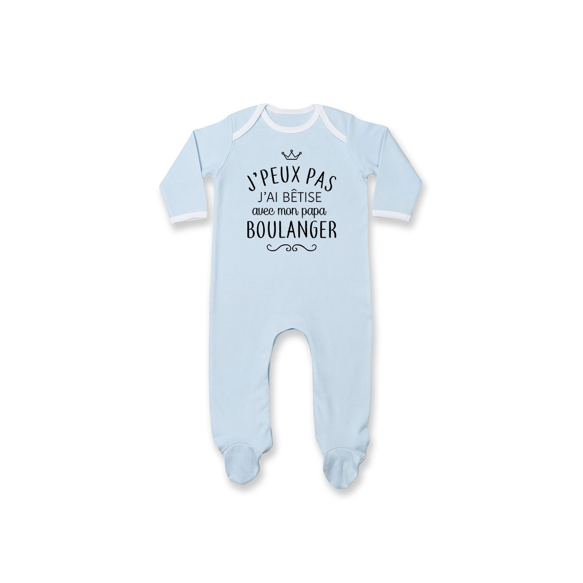 Pyjama bébé personnalisé J'peux pas j'ai bêtise avec mon papa " métier "