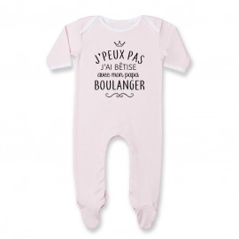 Pyjama bébé personnalisé J'peux pas j'ai bêtise avec mon papa " métier "