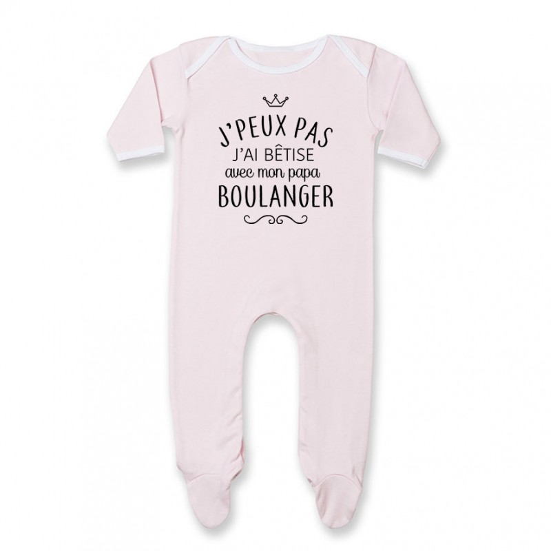 Pyjama bébé personnalisé J'peux pas j'ai bêtise avec mon papa " métier " Pyjama bébé personnalisé J'peux pas j'ai bêtise avec mon papa " métier "