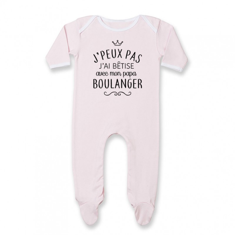 Pyjama bébé personnalisé J'peux pas j'ai bêtise avec mon papa " métier "