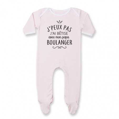 Pyjama bébé personnalisé J'peux pas j'ai bêtise avec mon papa " métier "