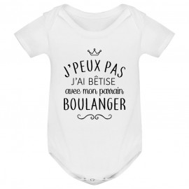 Body bébé personnalisé J'peux pas j'ai bêtise avec mon parrain " métier "