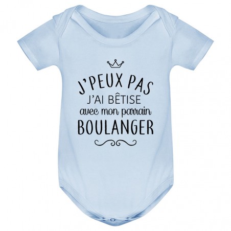 Body bébé personnalisé J'peux pas j'ai bêtise avec mon parrain " métier "