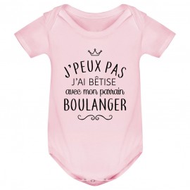 Body bébé personnalisé J'peux pas j'ai bêtise avec mon parrain " métier "