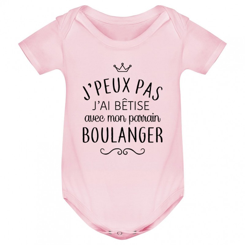 Body bébé personnalisé J'peux pas j'ai bêtise avec mon parrain " métier " Body bébé personnalisé J'peux pas j'ai bêtise avec mon parrain " métier "