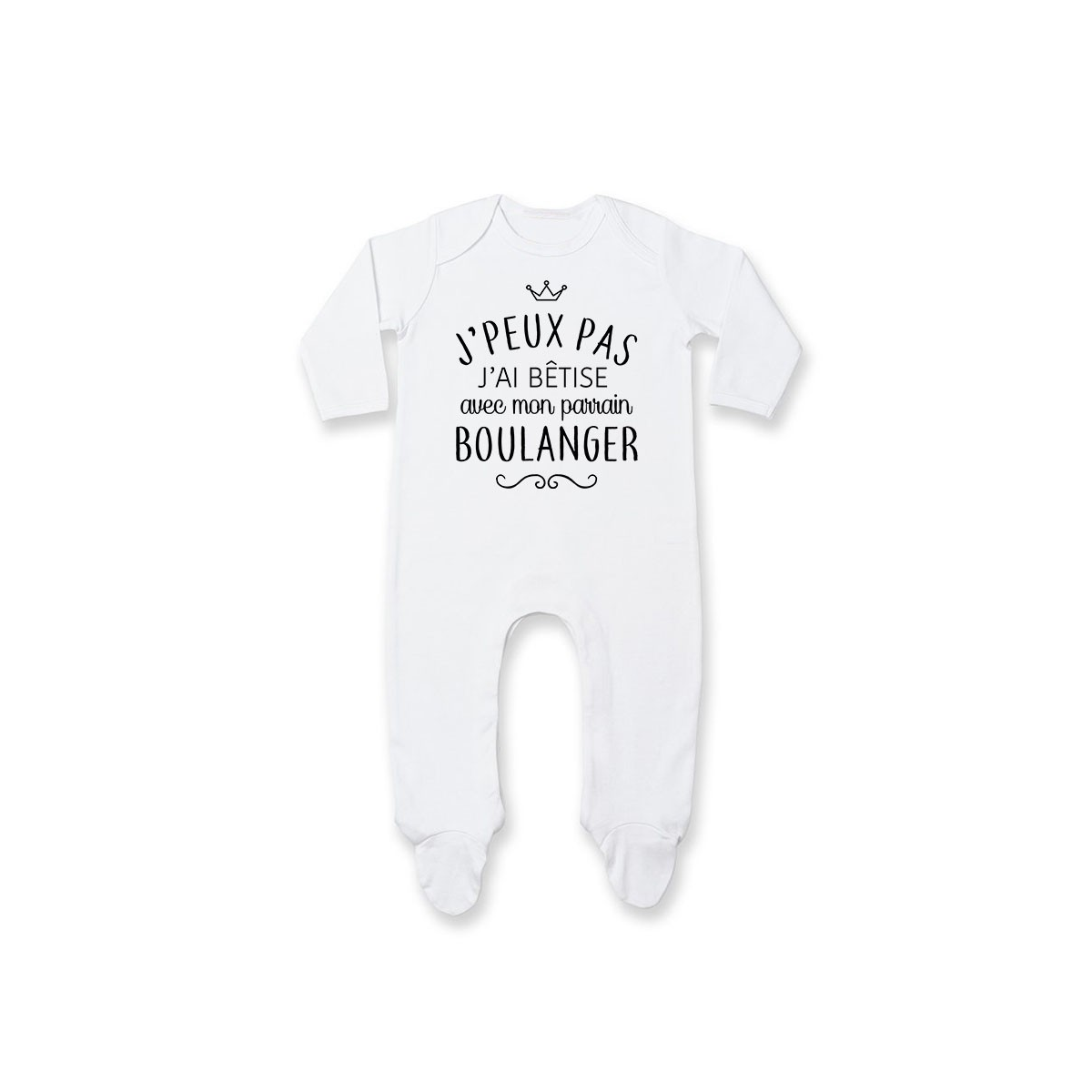 Pyjama bébé personnalisé J'peux pas j'ai bêtise avec mon parrain " métier "