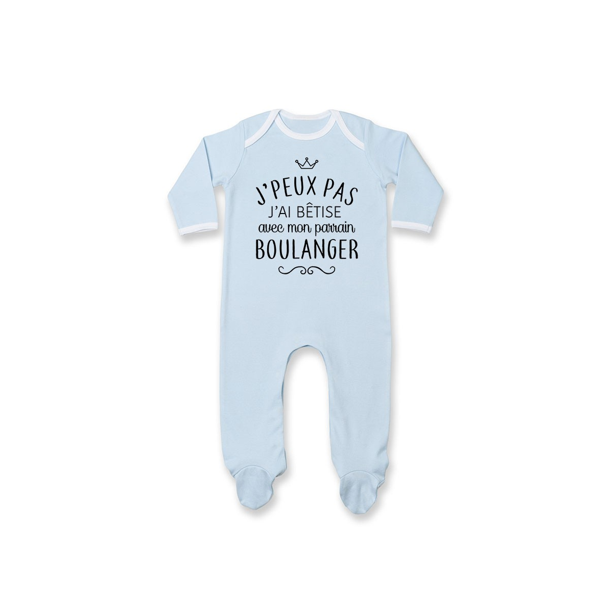 Pyjama bébé personnalisé J'peux pas j'ai bêtise avec mon parrain " métier "