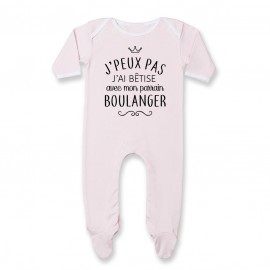 Pyjama bébé personnalisé J'peux pas j'ai bêtise avec mon parrain " métier "