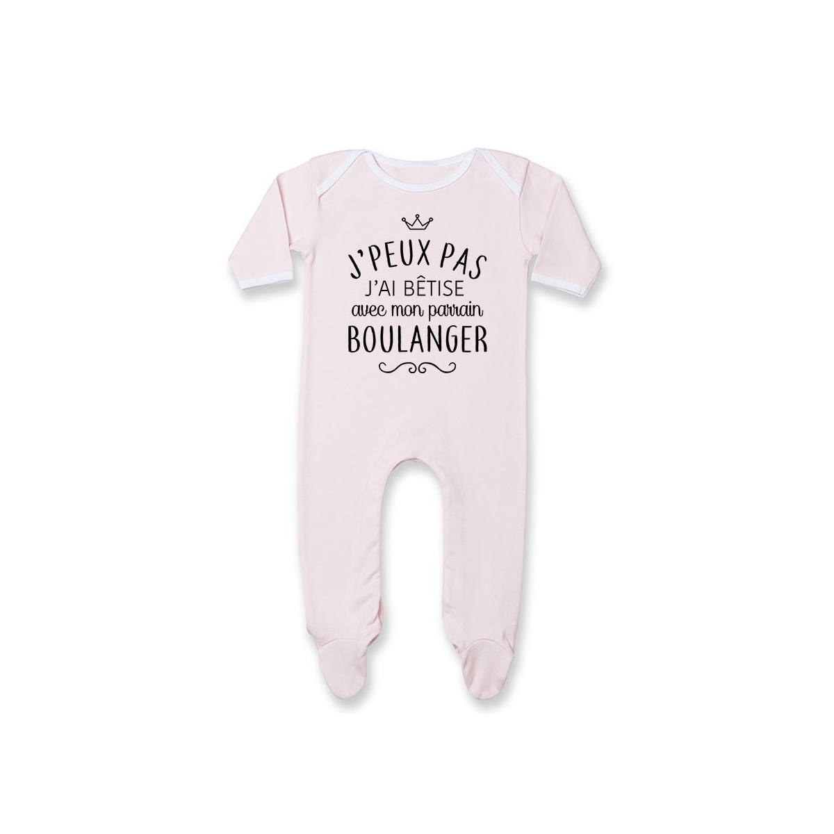 Pyjama bébé personnalisé J'peux pas j'ai bêtise avec mon parrain " métier "