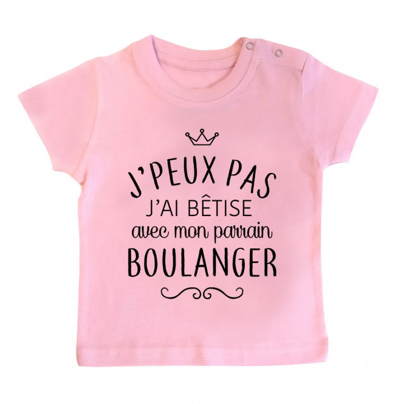T-shirt bébé personnalisé J'peux pas j'ai bêtise avec mon parrain " métier " T-shirt bébé personnalisé J'peux pas j'ai bêtise avec mon parrain " métier "