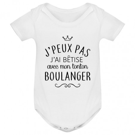 Body bébé personnalisé J'peux pas j'ai bêtise avec mon tonton " métier "