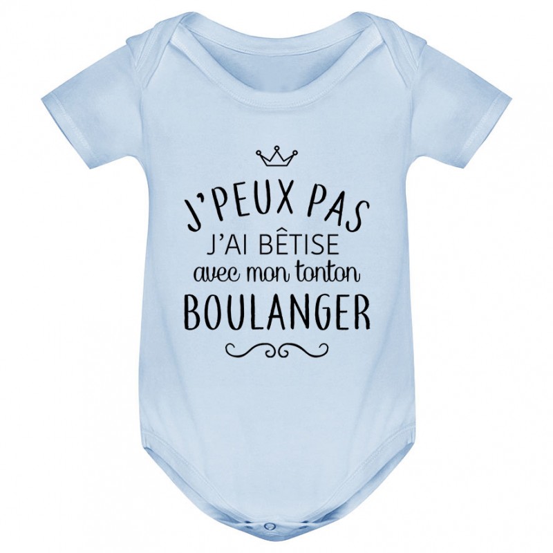 Body bébé personnalisé J'peux pas j'ai bêtise avec mon tonton " métier " Body bébé personnalisé J'peux pas j'ai bêtise avec mon tonton " métier "