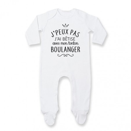 Pyjama bébé personnalisé J'peux pas j'ai bêtise avec mon tonton " métier "