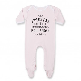 Pyjama bébé personnalisé J'peux pas j'ai bêtise avec mon tonton " métier "