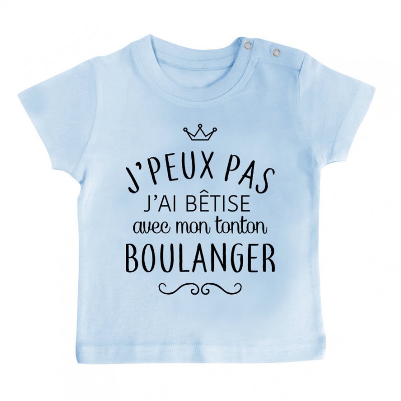 T-shirt bébé personnalisé J'peux pas j'ai bêtise avec mon tonton " métier " T-shirt bébé personnalisé J'peux pas j'ai bêtise avec mon tonton " métier "