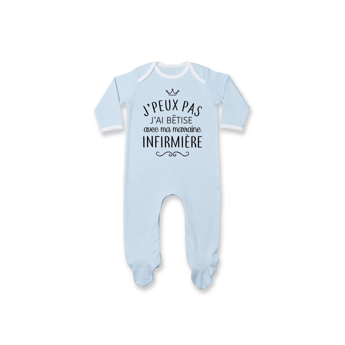Pyjama bébé personnalisé J'peux pas j'ai bêtise avec ma marraine " métier "