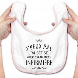 Bavoir bébé personnalisé J'peux pas j'ai bêtise avec ma maman " métier "