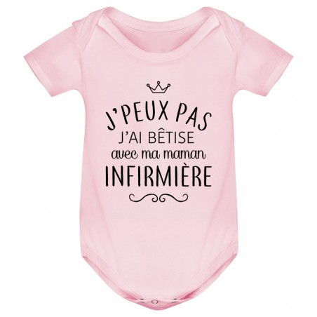 Body bébé personnalisé J'peux pas j'ai bêtise avec ma maman " métier "