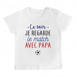 T-Shirt bébé Je regarde le foot avec papa