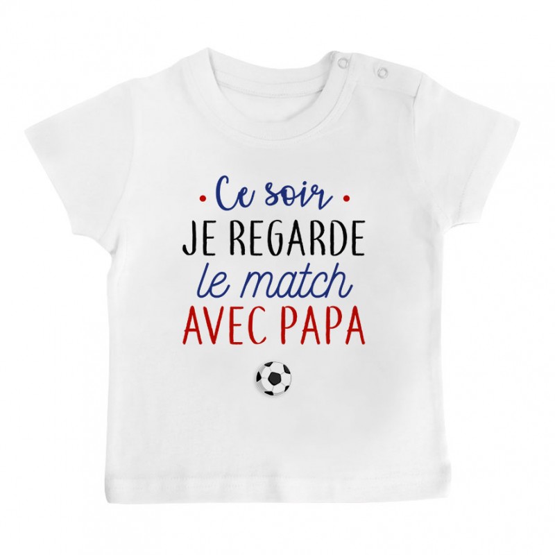 T-Shirt bébé Je regarde le foot avec papa