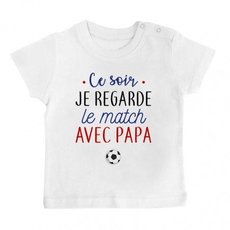 T-Shirt bébé Je regarde le foot avec papa