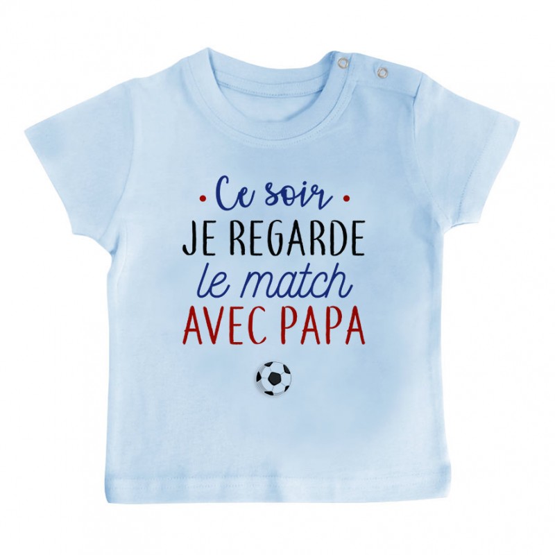 T-Shirt bébé Je regarde le foot avec papa T-Shirt bébé Je regarde le foot avec papa