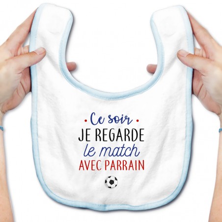 Bavoir bébé Je regarde le foot avec parrain