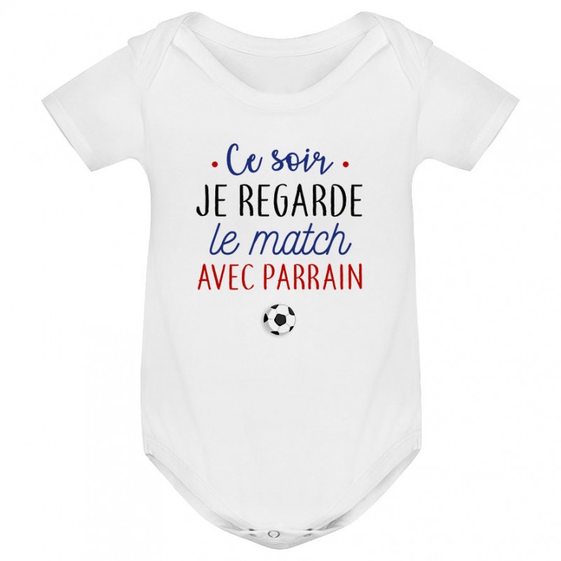 Body bébé Je regarde le foot avec parrain Body bébé Je regarde le foot avec parrain