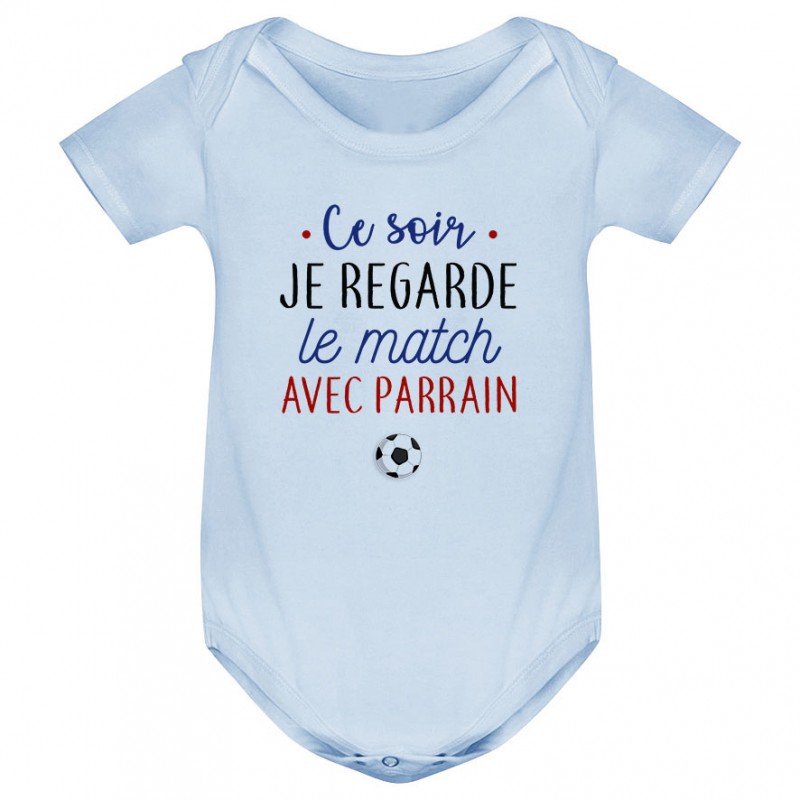 Body bébé Je regarde le foot avec parrain Body bébé Je regarde le foot avec parrain