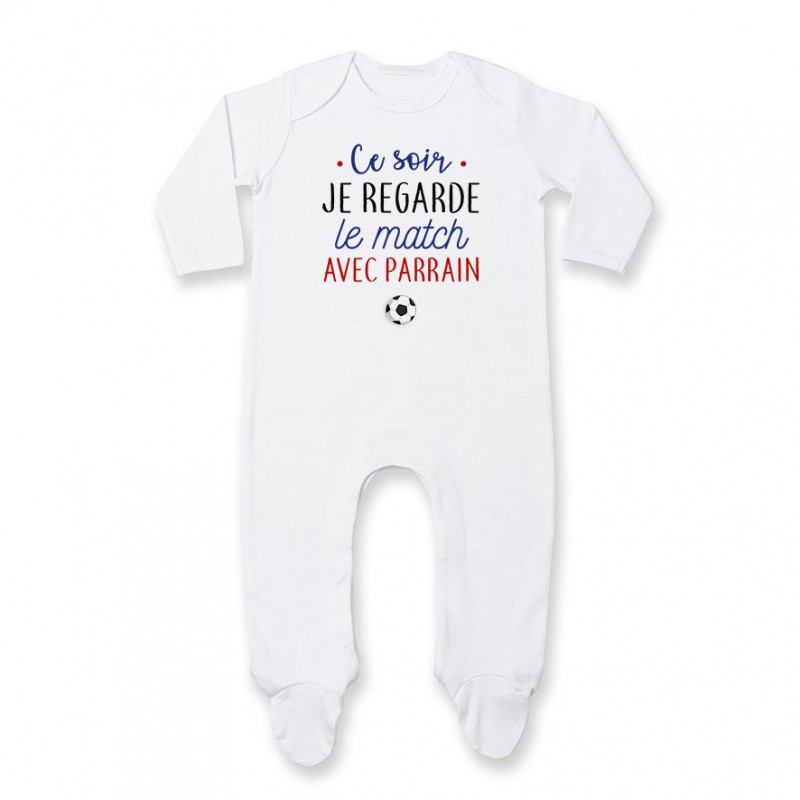 Pyjama bébé Je regarde le foot avec parrain Pyjama bébé Je regarde le foot avec parrain