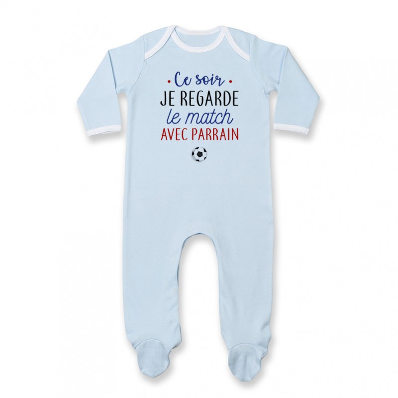 Pyjama bébé Je regarde le foot avec parrain Pyjama bébé Je regarde le foot avec parrain