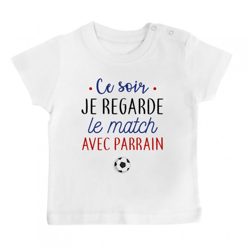 T-Shirt bébé Je regarde le foot avec parrain T-Shirt bébé Je regarde le foot avec parrain