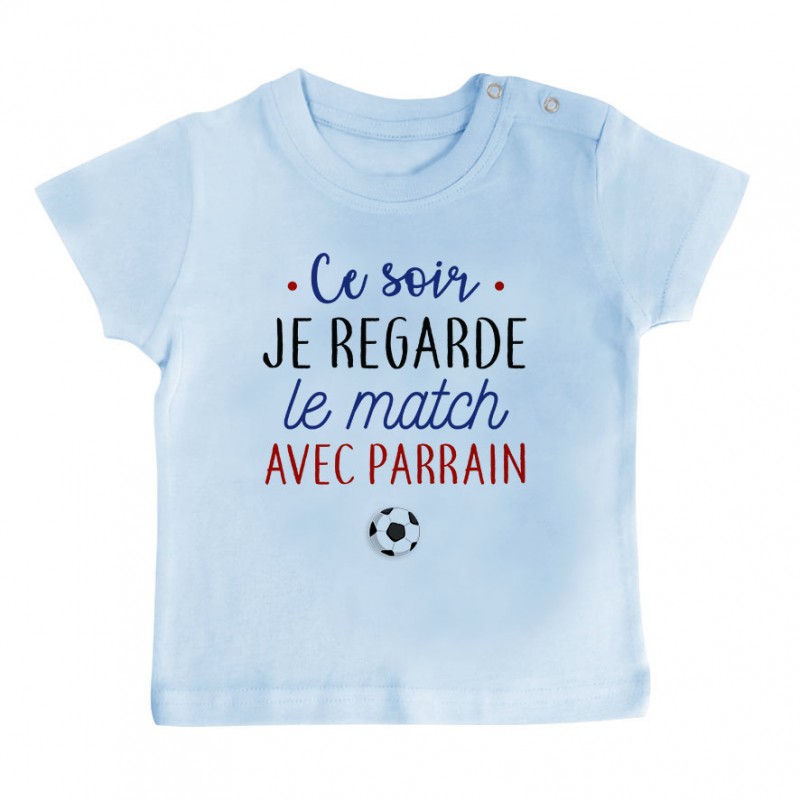 T-Shirt bébé Je regarde le foot avec parrain T-Shirt bébé Je regarde le foot avec parrain