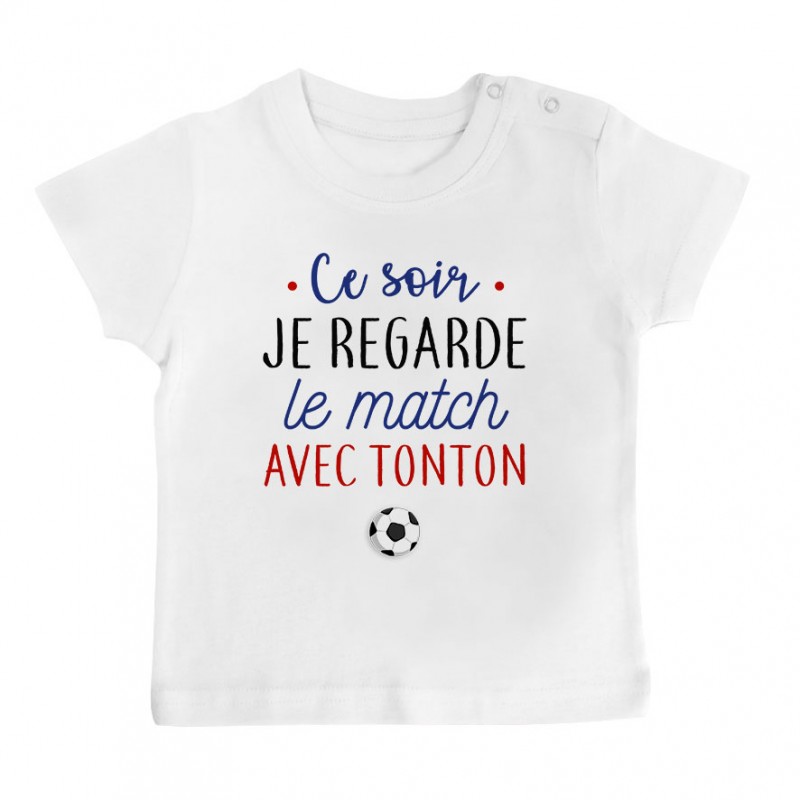 T-Shirt bébé Je regarde le foot avec tonton