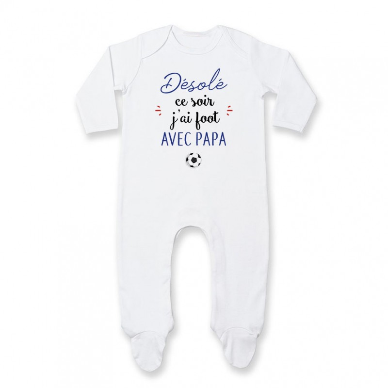 Pyjama bébé Désolé ce soir j'ai foot avec papa Pyjama bébé Désolé ce soir j'ai foot avec papa